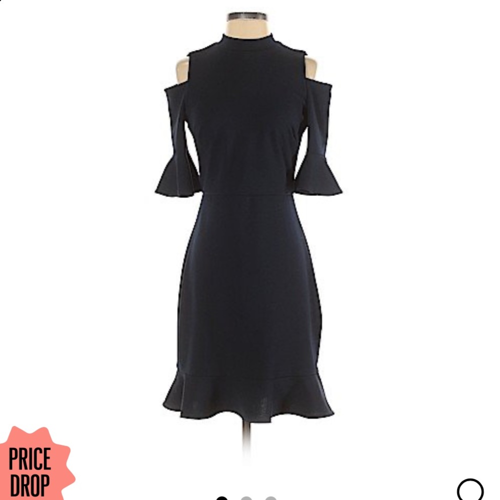 ABS Allen Schwartz Cutout Crepe Cold Shoulder Dress